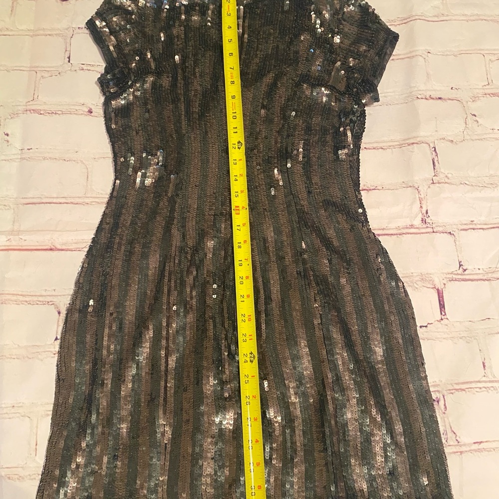 Parker Black and Tan Sequin Sheath Mini Dress - Medium - Picture 11 of 14